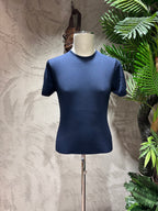 MAGLIA GIROCOLLO - CACAO, SABBIA, BLU, TEGOLA