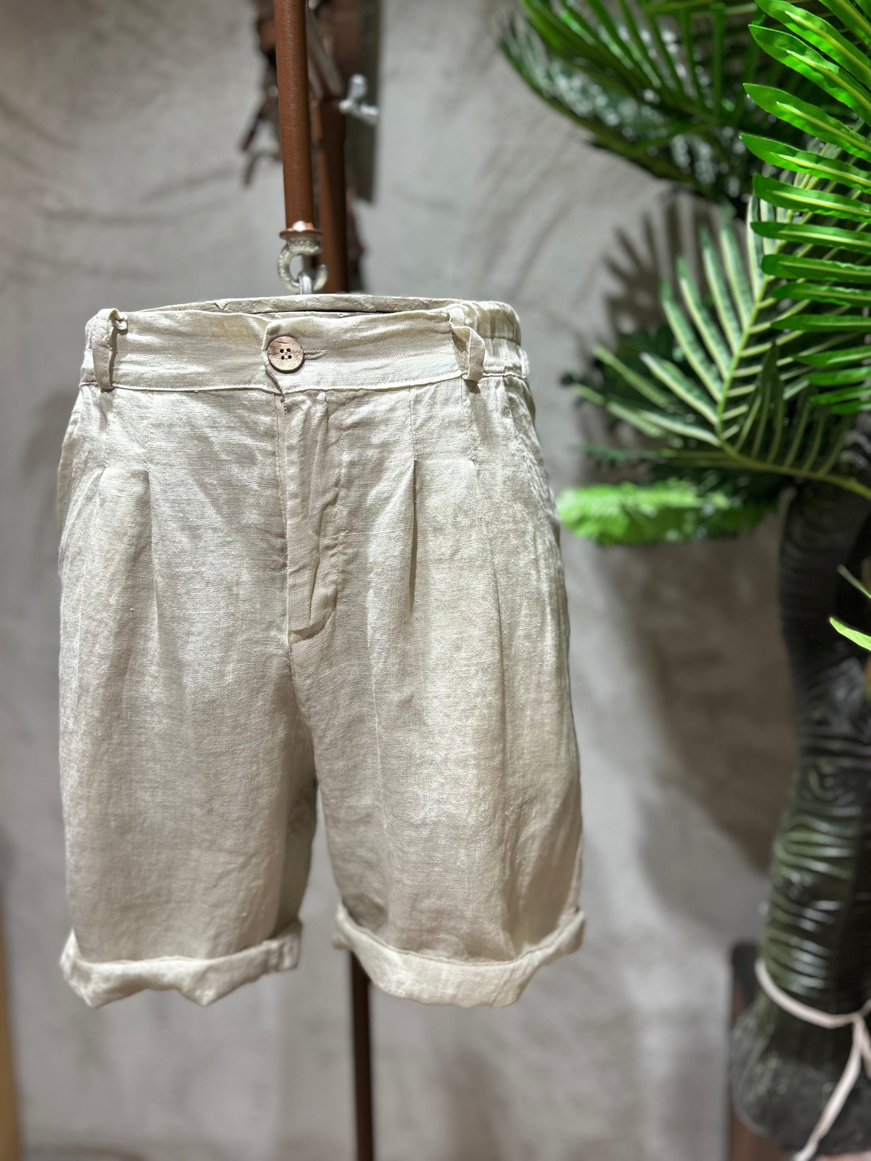 SHORTS PURO LINO - SABBIA, BIANCO, FANGO, BLU