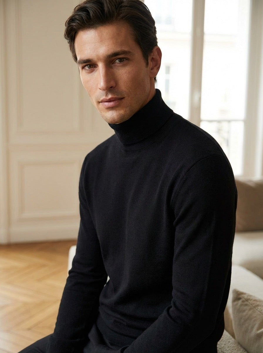 VISCOSE TURTLENECK - BLACK