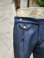 PANTALONI CON PINCES - DENIM