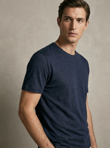 ROUND NECK SWEATER IN 100% LINEN