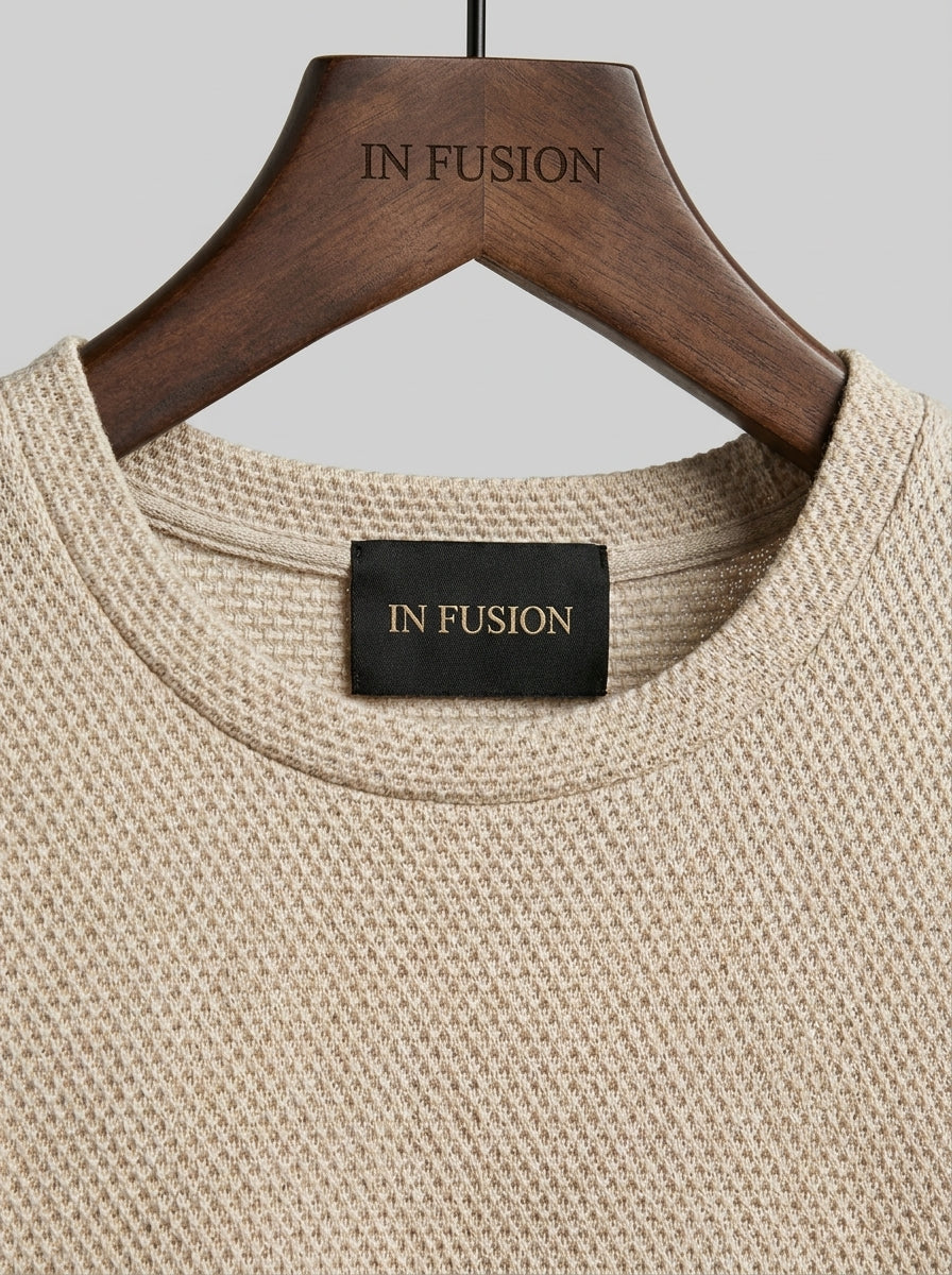 Textured Cotton Crew Neck Sweater