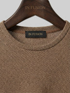 Textured Cotton Crew Neck Sweater