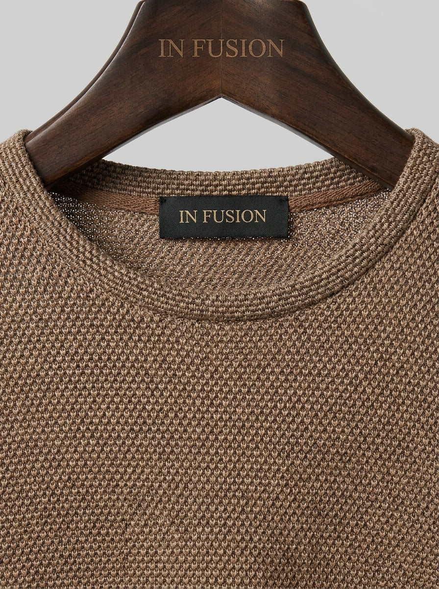 Textured Cotton Crew Neck Sweater