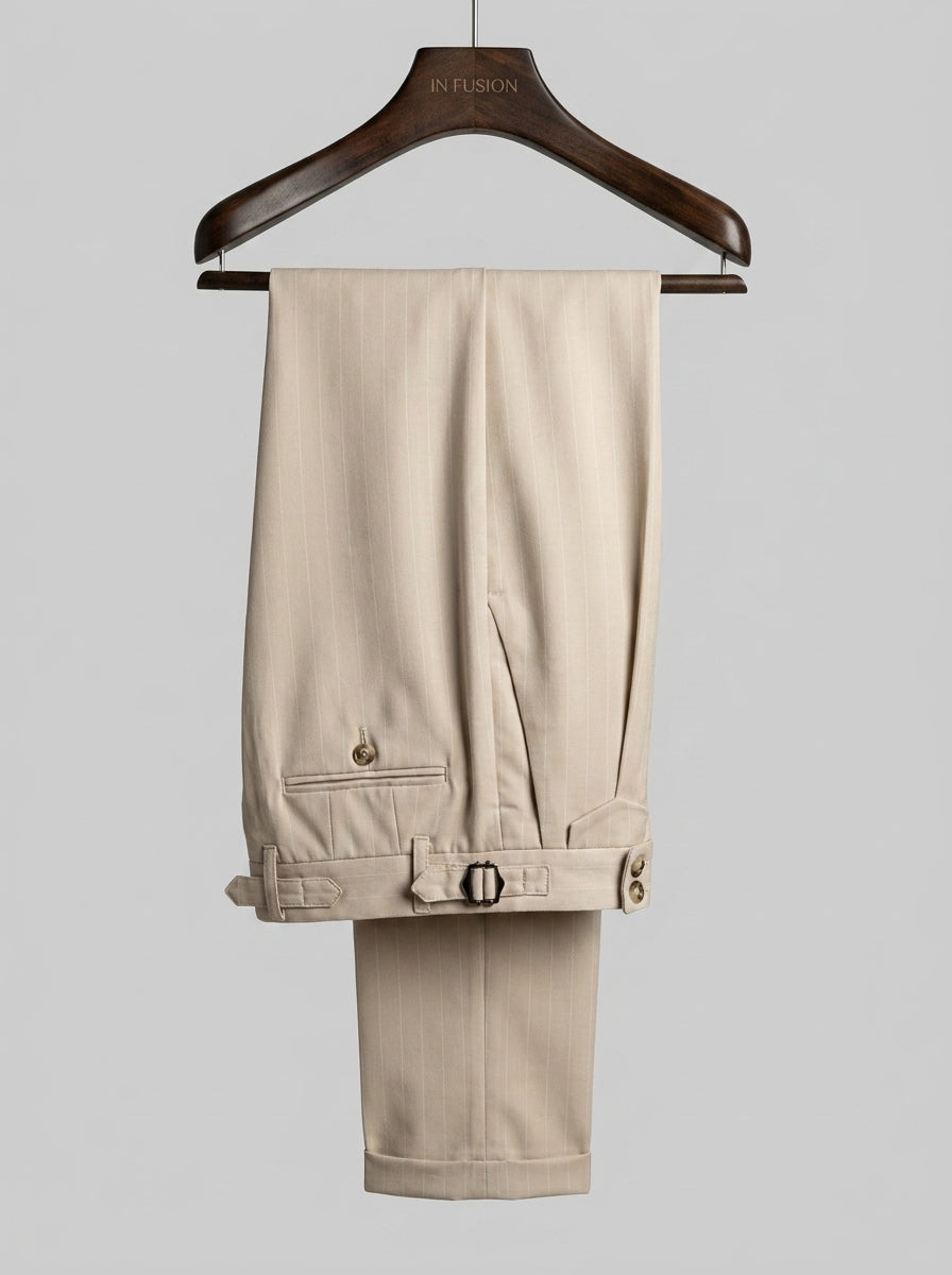 NARITA PINSTRIPE TROUSERS - BEIGE