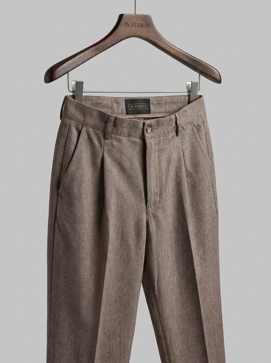 Birmania — Pantaloni Mod Chinos Carrot Fit Lino e Cotone Made in Italy