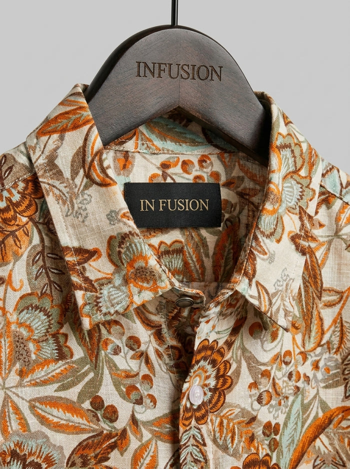 Camicia Slim Fit Cotone Viscosa Bottone Gioiello
