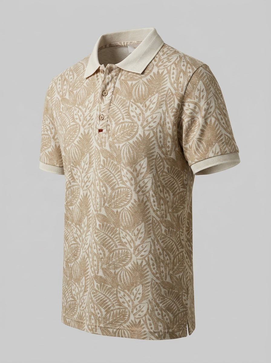 Leaf Pattern Polo Shirt
