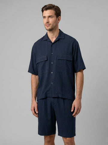 Coordinato Camicia e Shorts in Tessuto Fluido