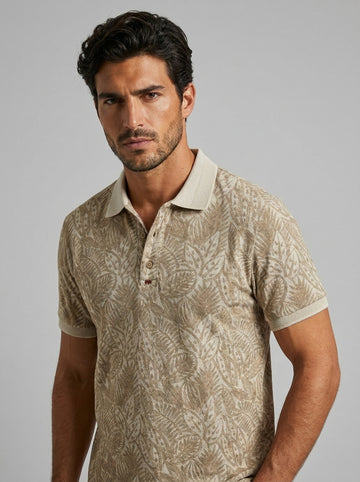 Palmetto — Polo 100% Cotone Stampa Palma