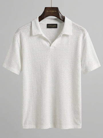 Polo Piqué Senza Bottoni — Bianco