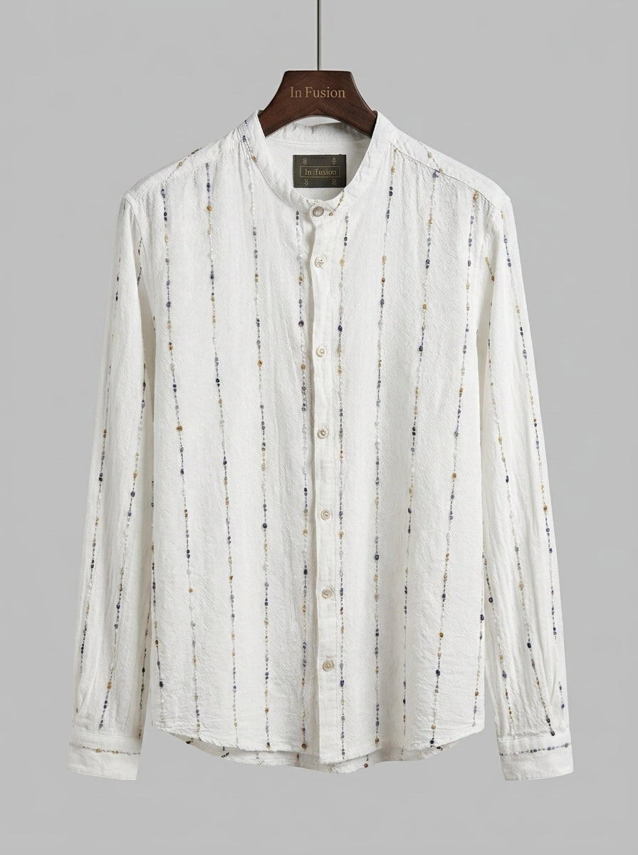 EMBOSSED STRIPED LINEN SHIRT