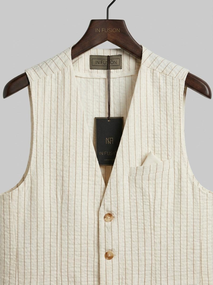 Valencia — Gilet in Cotone Lino e Viscosa | Costruzione Sartoriale Slim Made in Italy