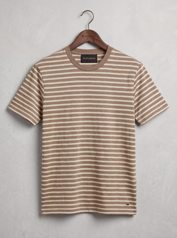 Cile — T-Shirt in Filo di Cotone Mercerizzato e Lino | Riga Tessuta Slim Made in Italy