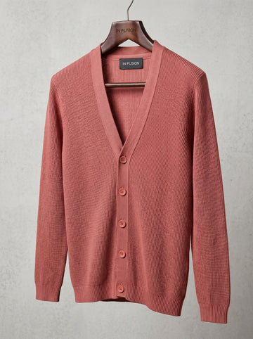 Korea — Cardigan a Costa Inglese in Filo di Cotone | Regular Fit Made in Italy