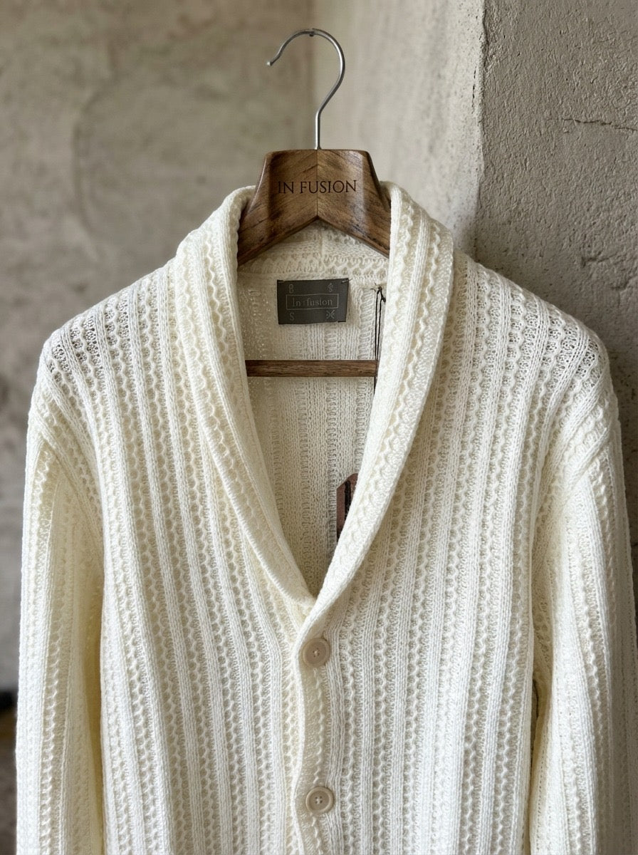 CARDIGAN COLLO SCIALLATO - PANNA,BEIGE