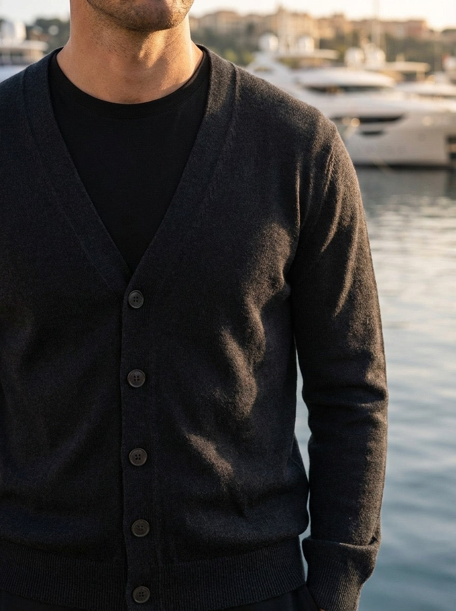 CARDIGAN IN MAGLIA SOTTILE - NERO