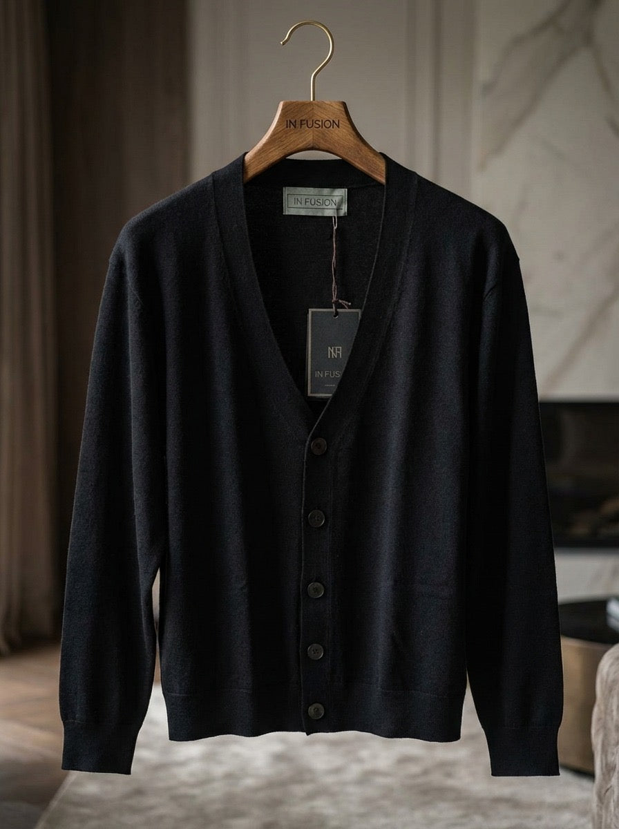 CARDIGAN IN MAGLIA SOTTILE - NERO