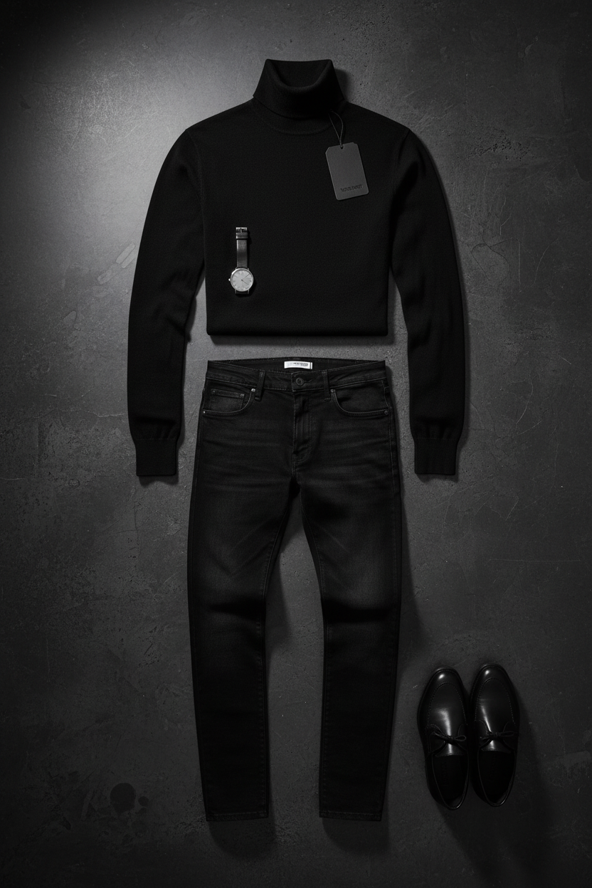 Dark & Luxe - Black Turtleneck + Dark Denimshop_this_look_AVdw3f