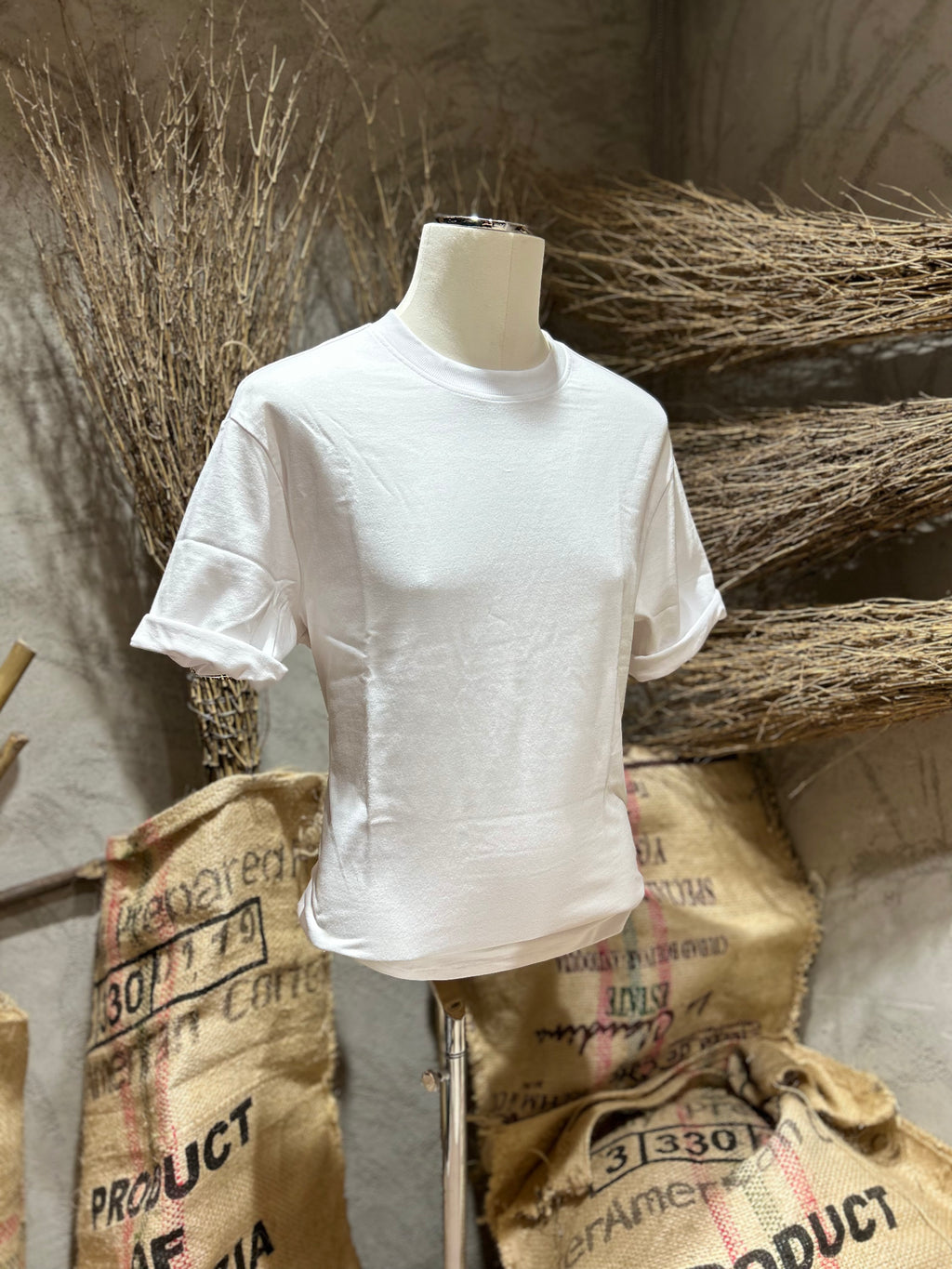 T-SHIRT BASIC - BIANCO-SABBIA-NERO