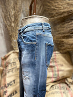 SKINNY DENIM CON ABRASIONI - DENIM