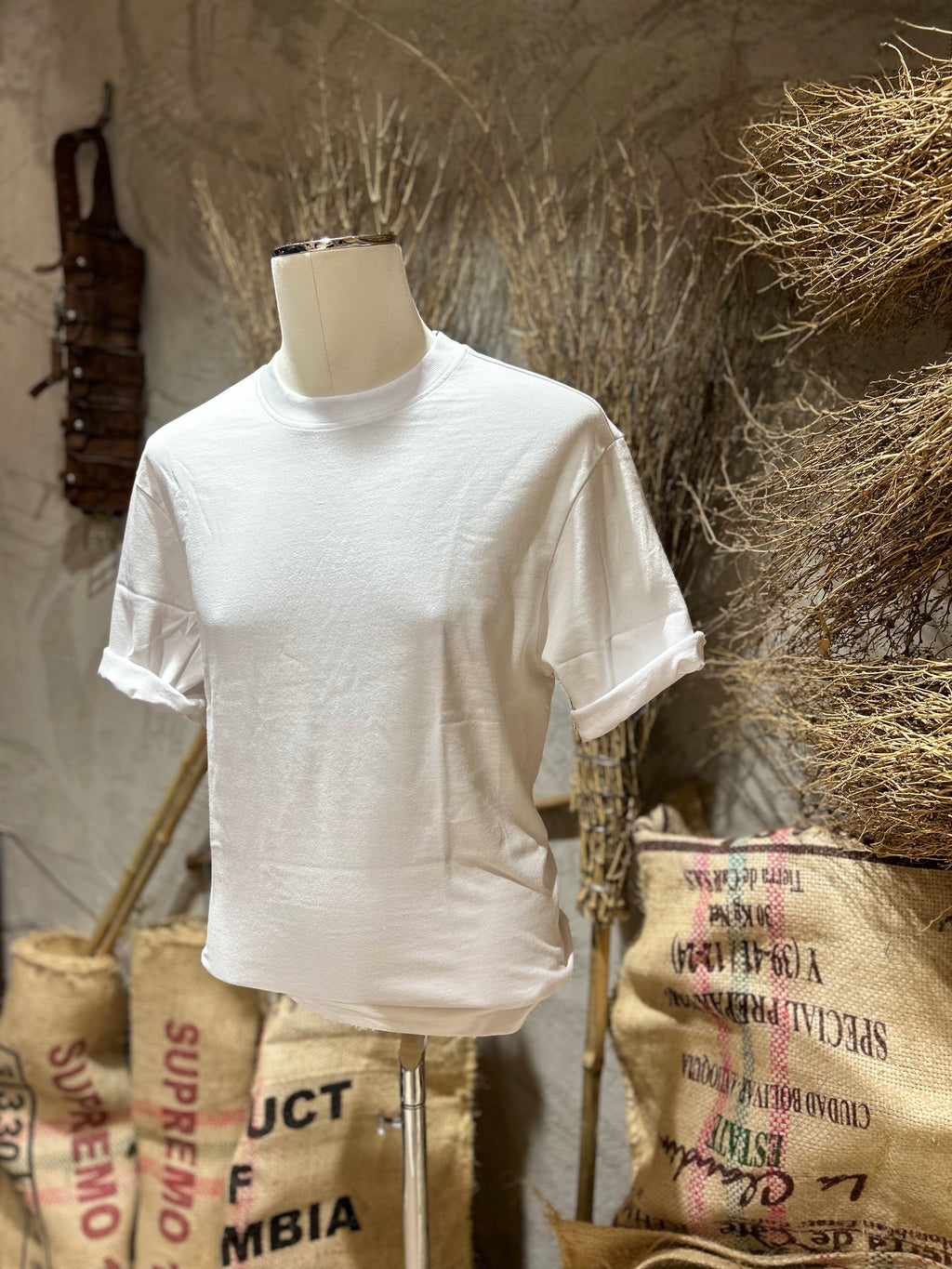 T-SHIRT BASIC - BIANCO-SABBIA-NERO