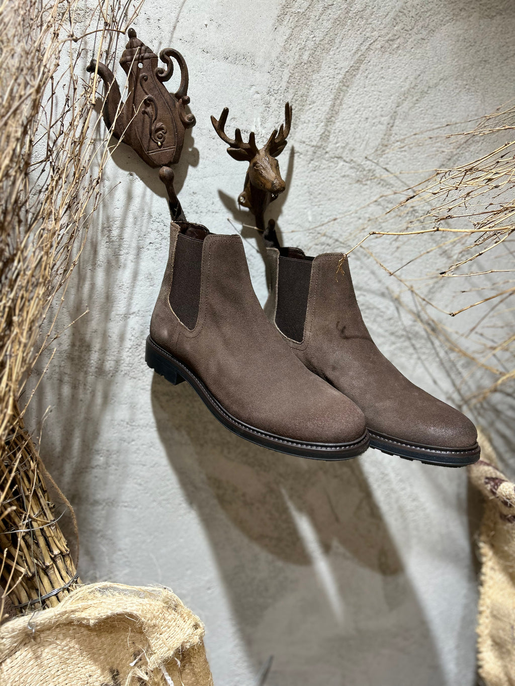 STIVALETTI IN PELLE SCAMOSCATA - DARK BROWN OLD