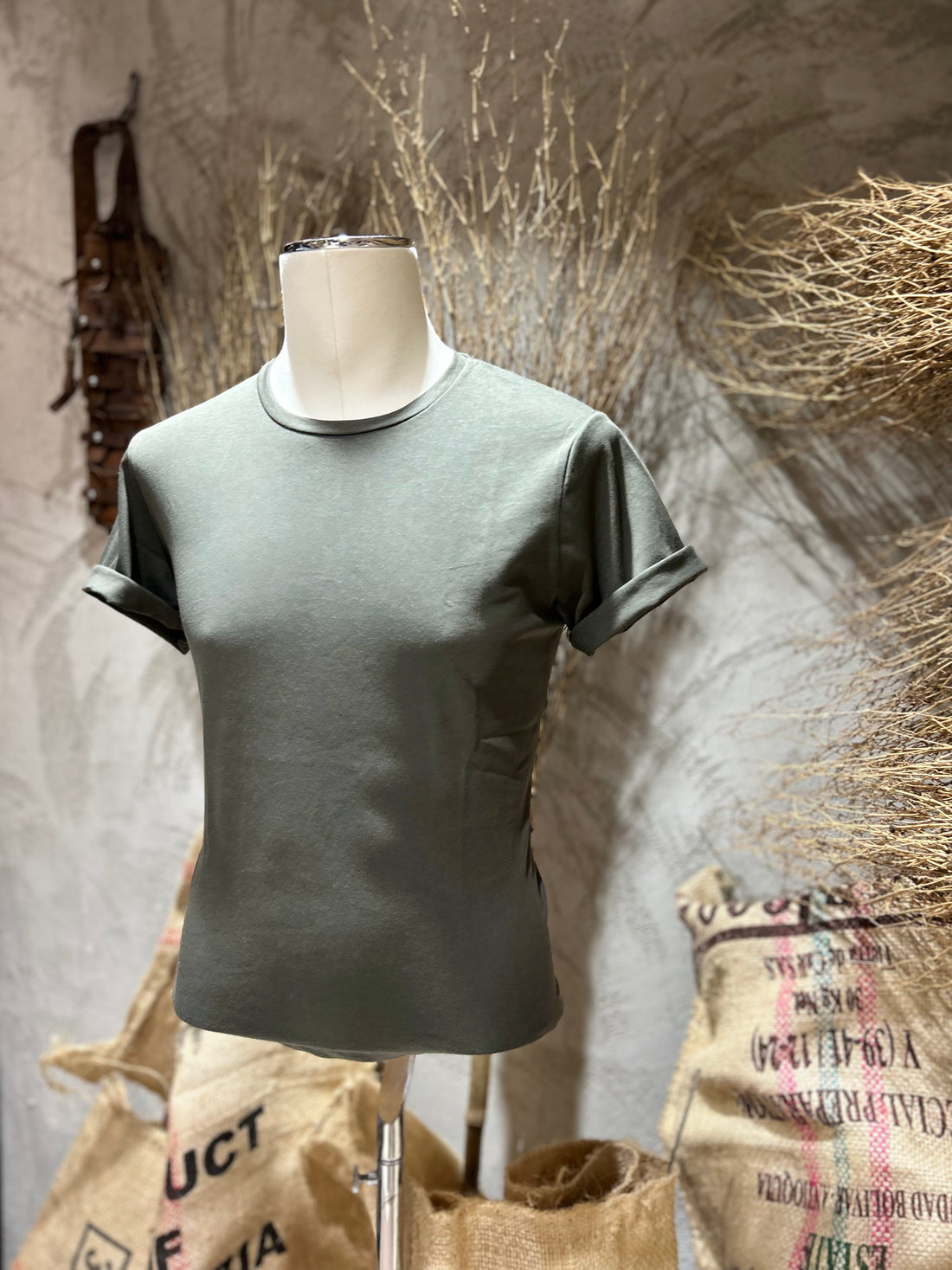 BASIC COTTON T-SHIRT - GREEN