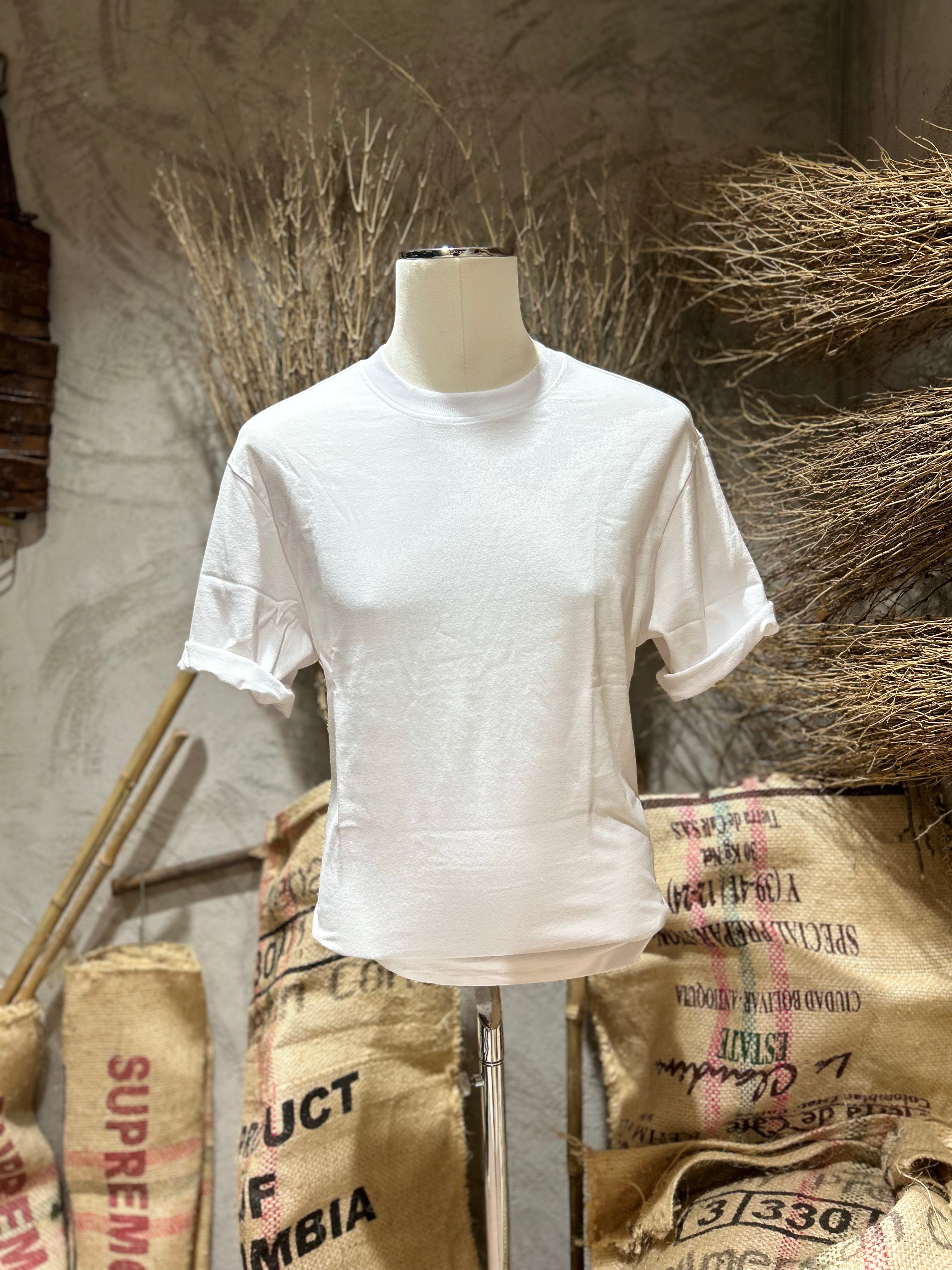 T-SHIRT BASIC - BIANCO-SABBIA-NERO