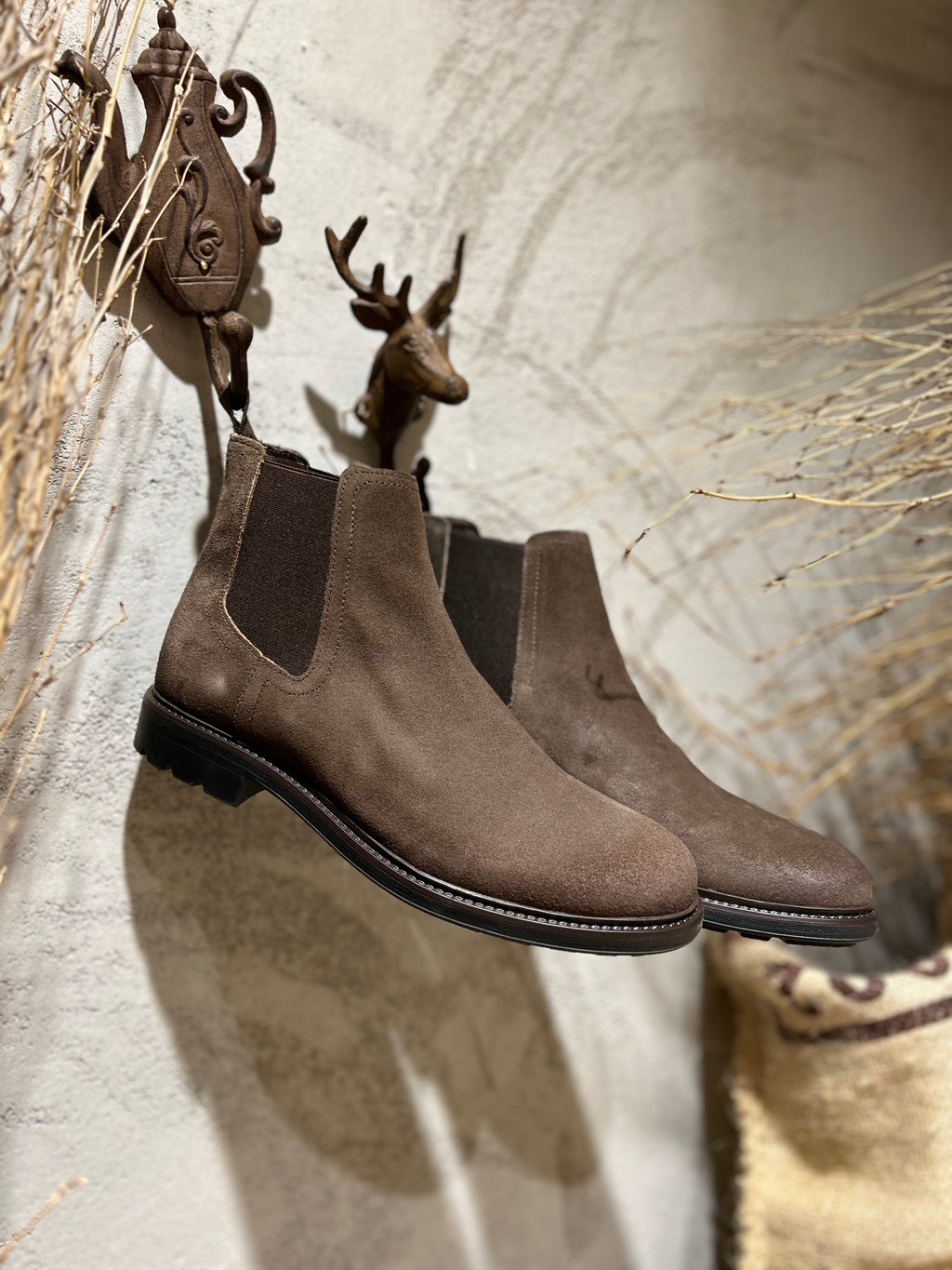 STIVALETTI IN PELLE SCAMOSCATA - DARK BROWN OLD