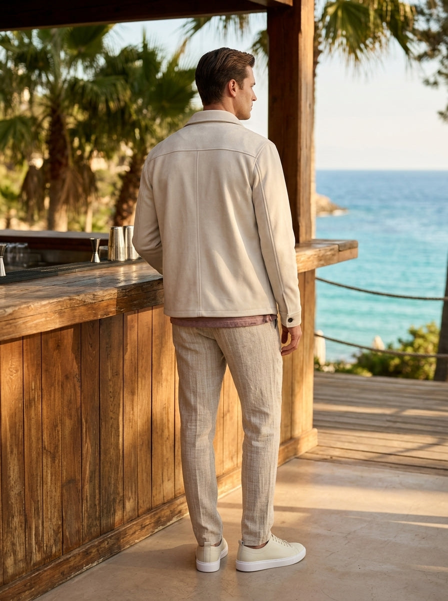 Giubbotto Overshirt Effetto Scamosciato - BURRO