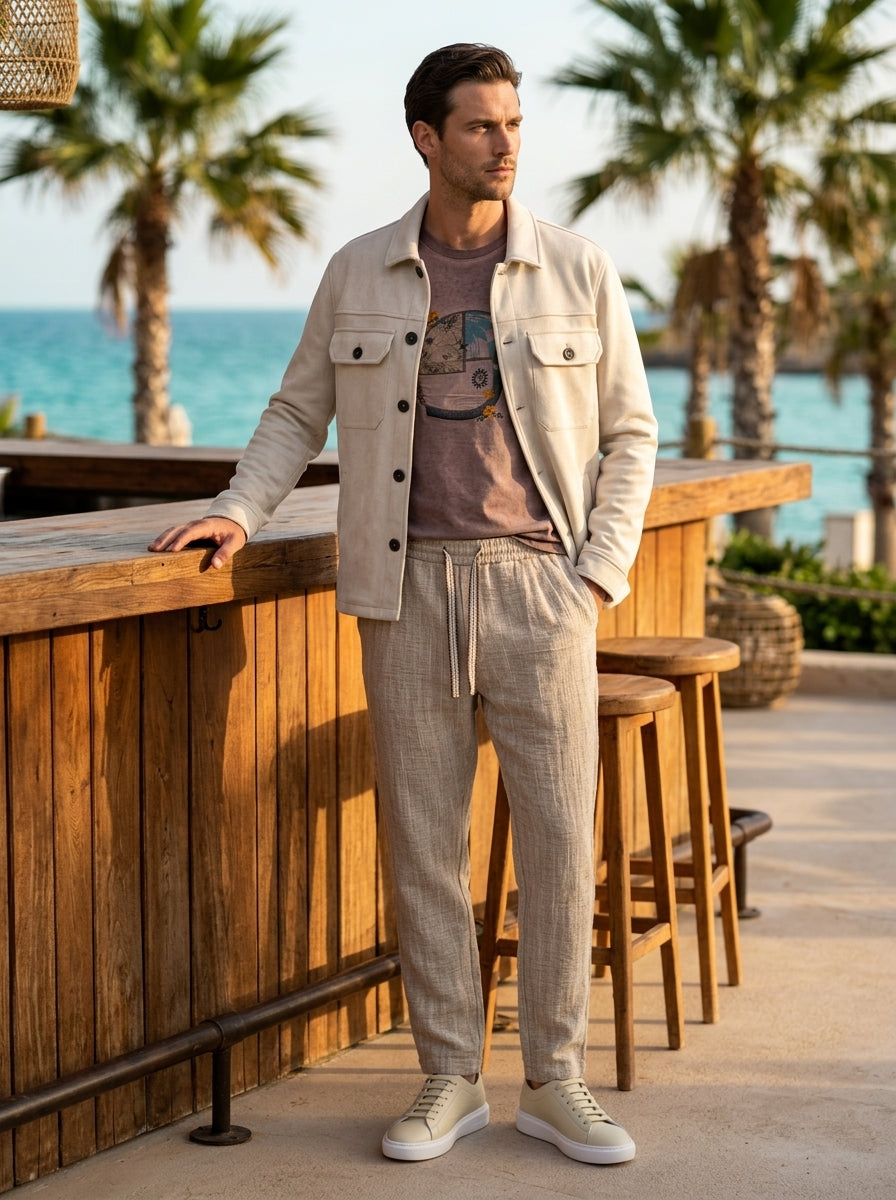 Giubbotto Overshirt Effetto Scamosciato - BURRO