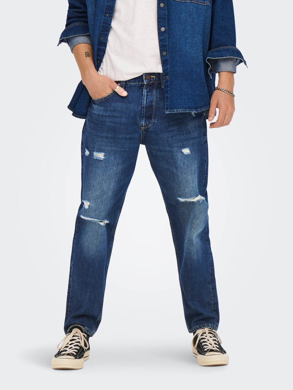 DENIM CARROT E CROPPED - BLUE DENIM