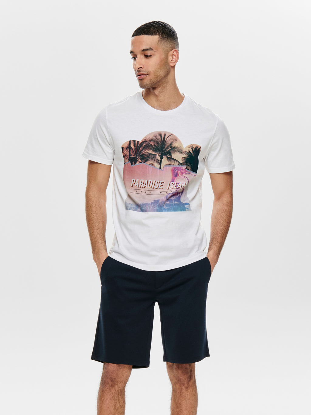 T-SHIRT PARADISE ISLAND - BIANCO