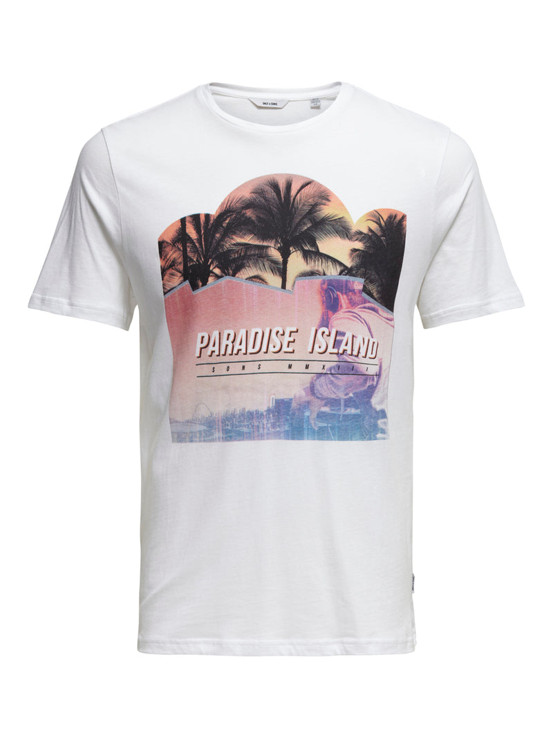 T-SHIRT PARADISE ISLAND - BIANCO