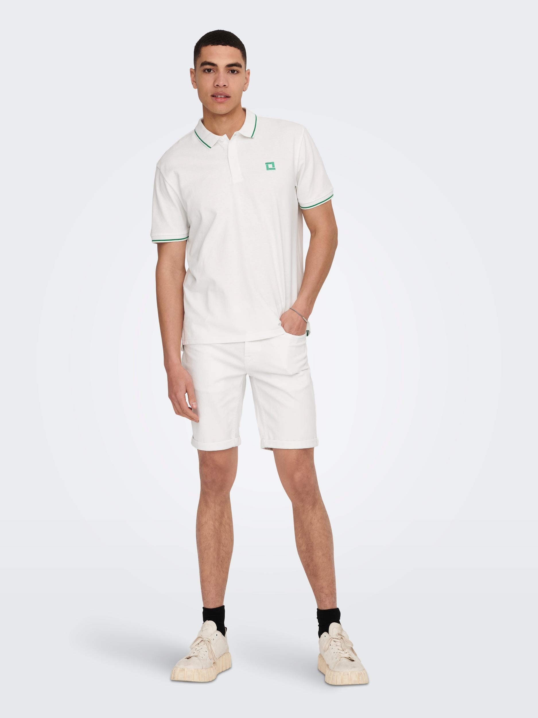 SHORTS IN TWILL DI COTONE - BIANCO, SABBIA