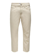 DENIM CARROT E CROPPED - BEIGE