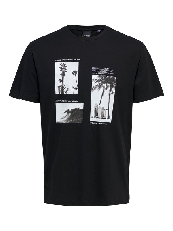 T-SHIRT STAMPA MALIBU - NERO