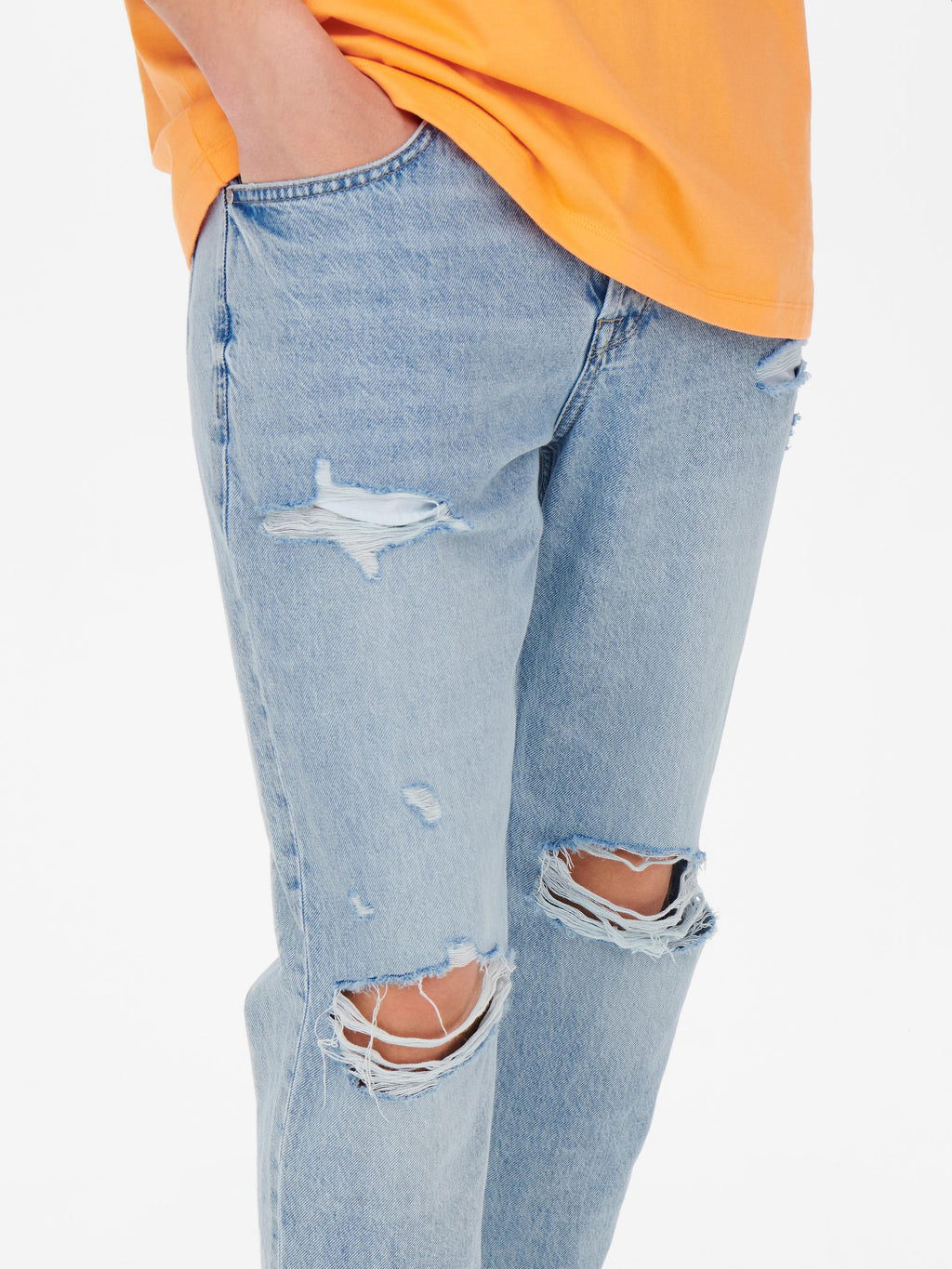 JEANS BLUE DAMAGE - BLUE DENIM