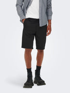 CHINO SHORTS IN TWILL DI COTONE - NERO
