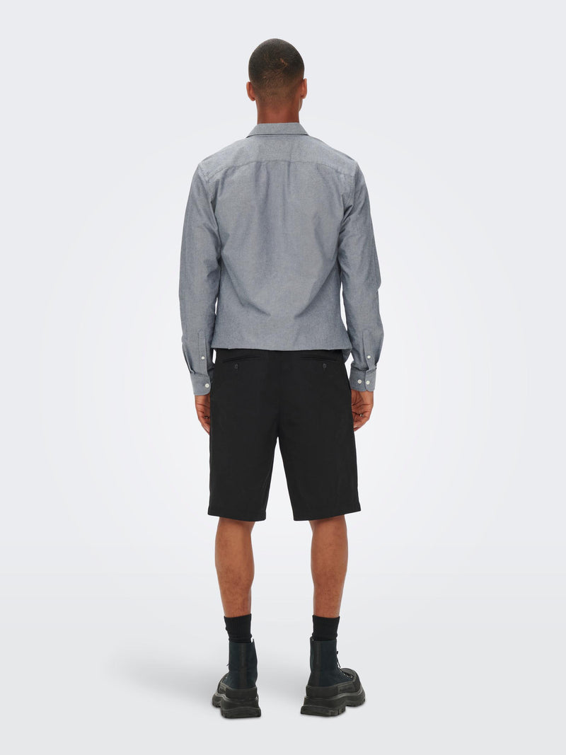 CHINO SHORTS IN TWILL DI COTONE - NERO