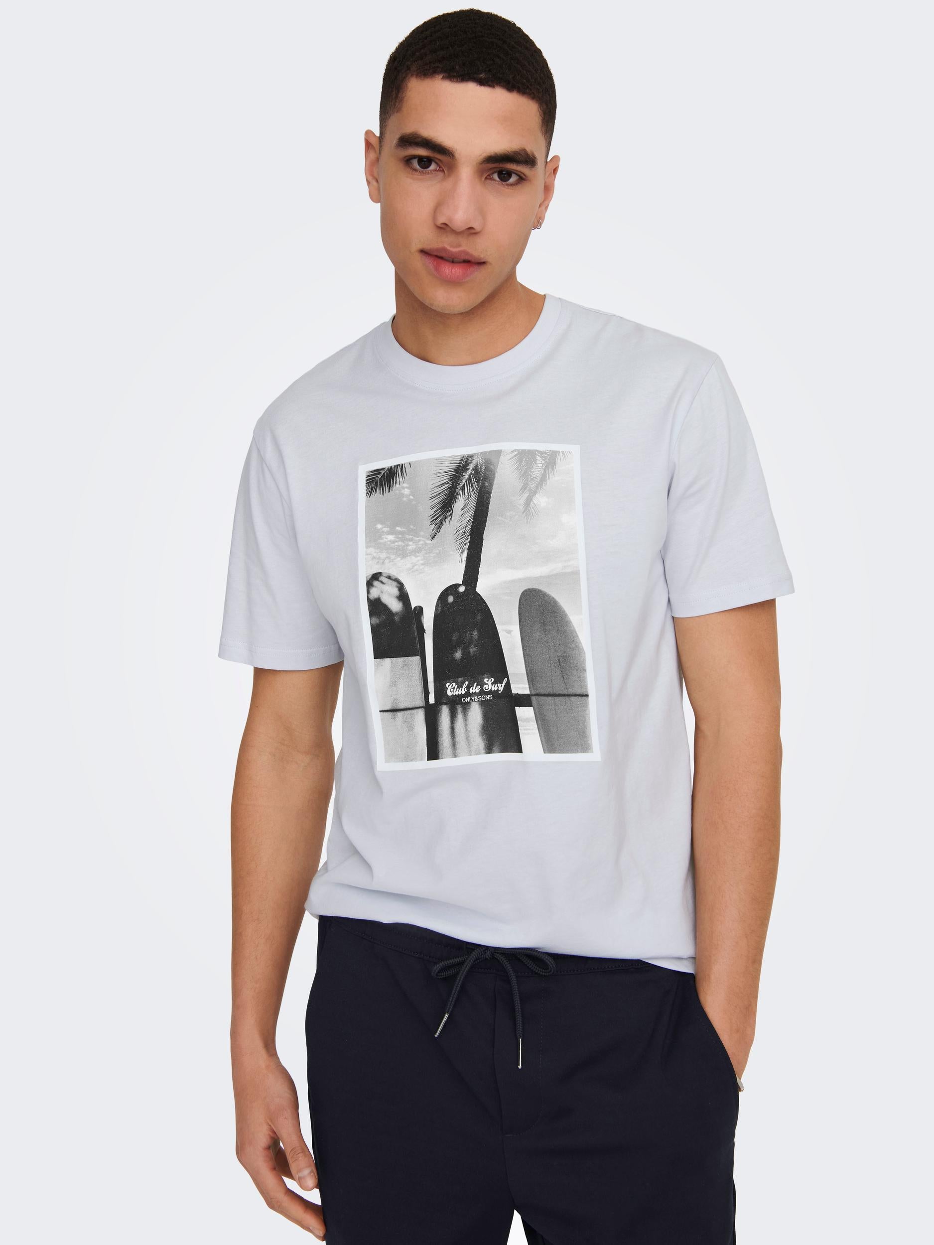 T-SHIRT STAMPA SURF - BIANCO, DARK NAVY