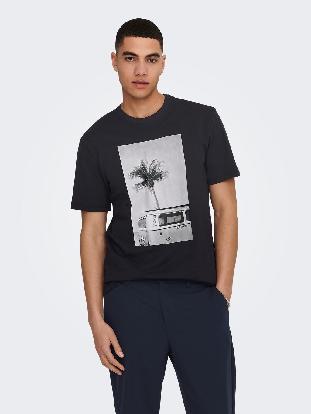 T-SHIRT STAMPA SURF - BIANCO, DARK NAVY