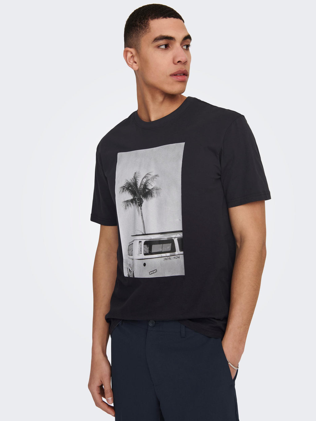 T-SHIRT STAMPA SURF - BIANCO, DARK NAVY