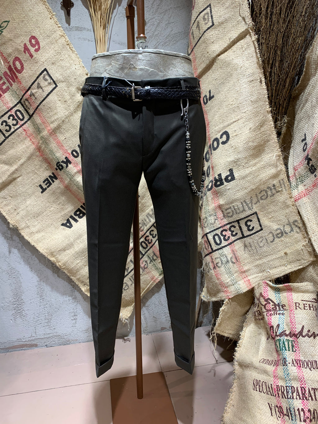 PANTALONI TAGLIO CLASSICO - VERDE - NERO - MORO