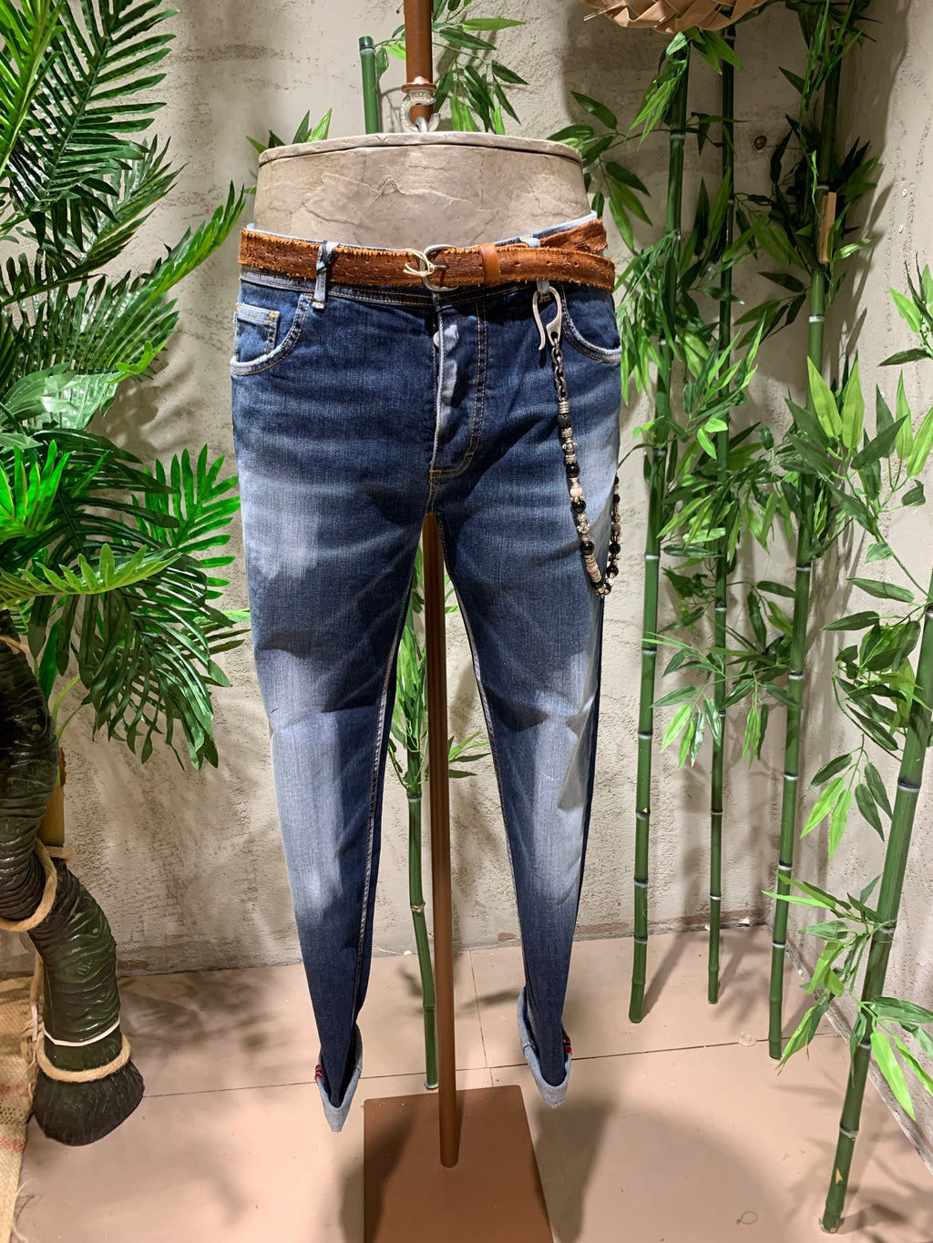 SKINNY DENIM EXCHANGED WASH- BLUE DENIM