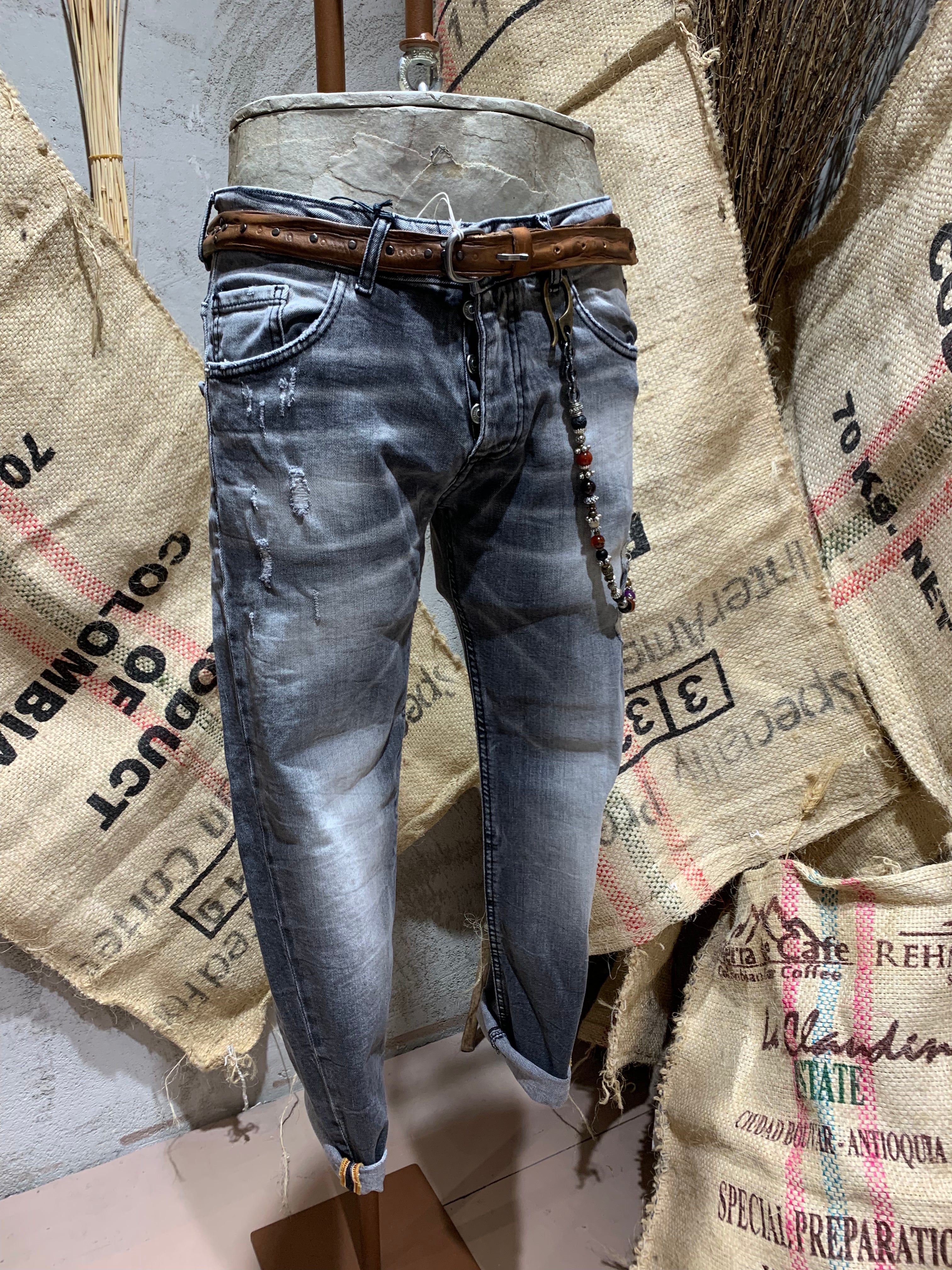 SKINNY DENIM CROPPED - GRIGIO SCURO