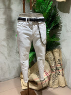 DENIM CON STRAPPI CARROT FIT - BIANCO