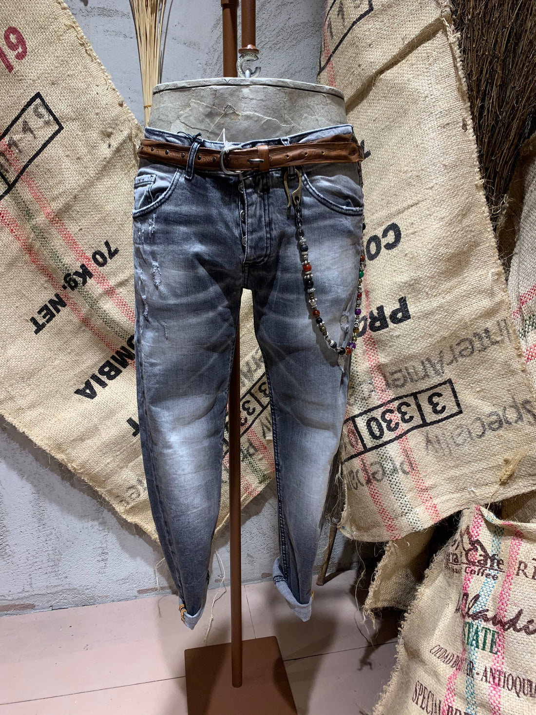 SKINNY CROPPED DENIM - DARK GREY