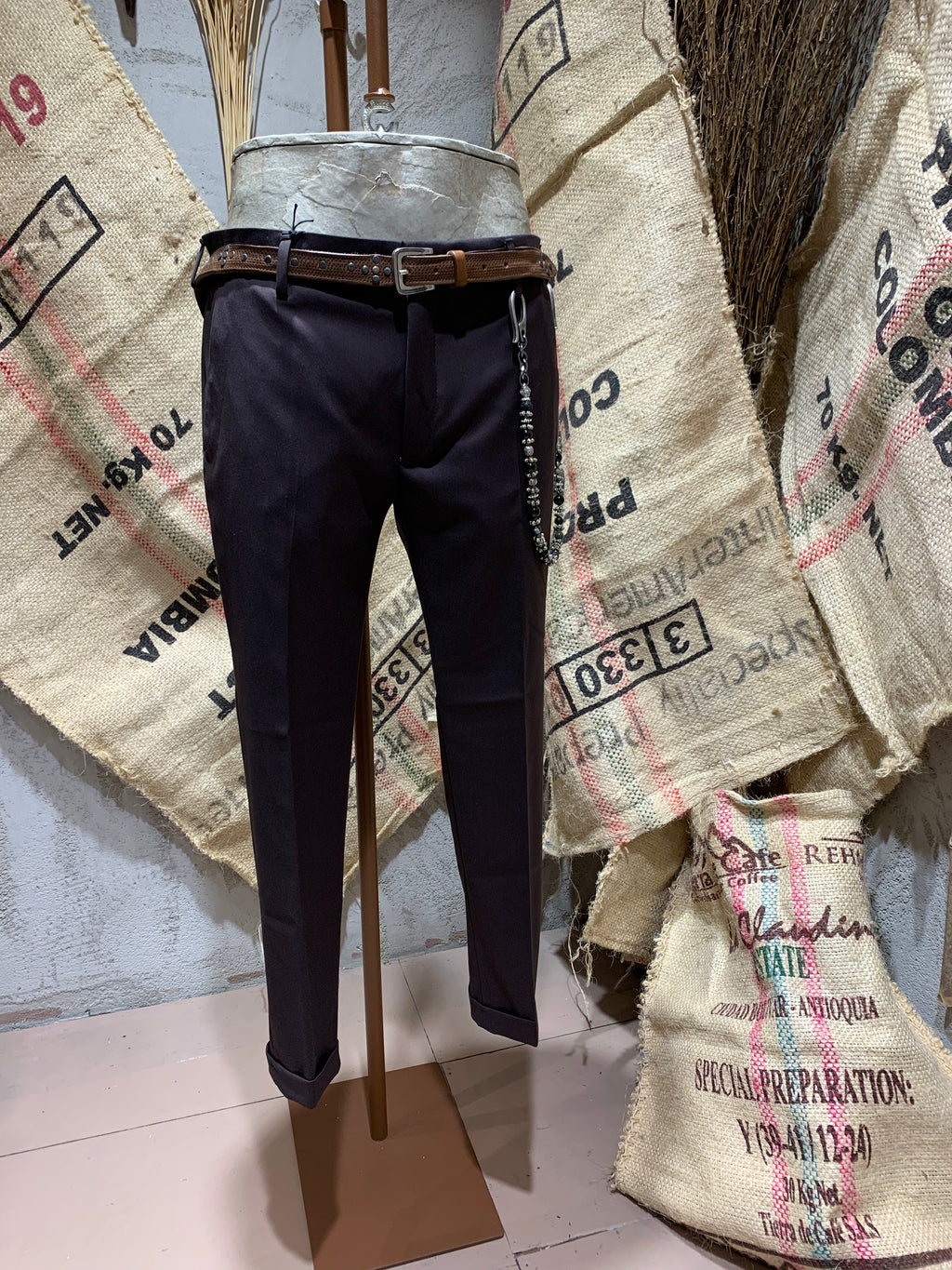 PANTALONI TAGLIO CLASSICO - VERDE - NERO - MORO